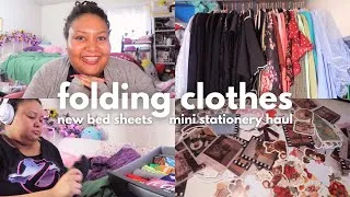 Thumbnail: clean with me! putting clothes away, organizing my closet, mini sticker haul and an audiobook