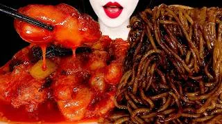 Thumbnail: ASMR MUKBANG | 짜장면 사천탕수육 먹방 BLACK BEAN NOODLES JJAJANGMYEON Eating Sounds