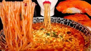 Thumbnail: ASMR MUKBANG | 진짬뽕, 연어초밥 먹방 Spicy Noodles(Jinjjamppong), Salmon Sushi | Eating Sounds