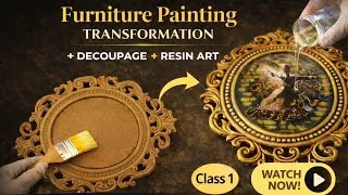 Thumbnail: Plain MDF to Luxury Wall Art 😱 | Decoupage + Furniture Painting + Resin | Class 1