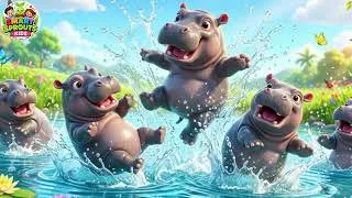 Thumbnail: Cinco Pequeños Hipopótamos Chapotean Chapotean 🦛💦🌈 Divertida Canción de Animales para Niños