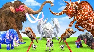 Thumbnail: 5 Giant Mammoth Elephant Cow vs 5 Giant Tiger vs 3 Hybrid Elephant Fight Cow Save by Woolly Mammoth