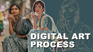 Thumbnail: Photo to Digital Art | Illustration Process in Photoshop (Saree Portrait) #29