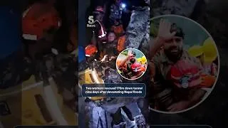 Thumbnail: Two workers rescued 170m down tunnel nine days after devastating Nepal floods | 5 News