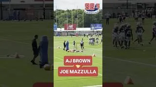 Thumbnail: A.J. Brown and Joe Mazzulla chat at Patriots training camp
