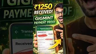 Thumbnail: ✅ ₹1250 Payment Proof 😱 Earn Money Online | Gigmint Real Withdrawal