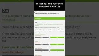 Thumbnail: Furnishing limits have been increased!! (Patch 7.5)