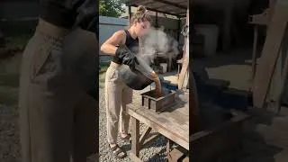 Thumbnail: Alena Pours Molten Metal into a Mold 🔥 | Satisfying Metal Casting #Shorts