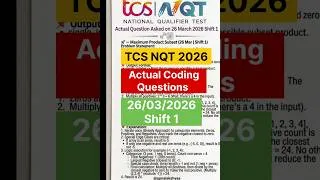 Thumbnail: TCS NQT 26 March 2026 Shift 1: Questions Coding Solutions! 🔥#apnalakshyaa #tcs #nqt #tcsnqt #coding
