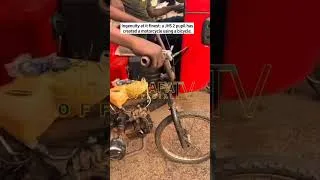 Thumbnail: Ingenuity at it finest: a JHS 2 pupil has created a motorcycle using a bicycle.