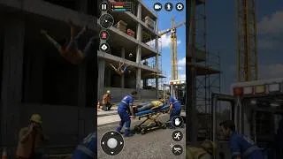 Thumbnail: 🚑 Worker rescue mission! 🏗️ Can we save him in time? 😱 #Shorts #3DSimulator #Ambulance #Rescue 🚨