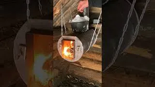 Thumbnail: hanging stove in an old log cabin #survival #bushcraft #logcabin #winter