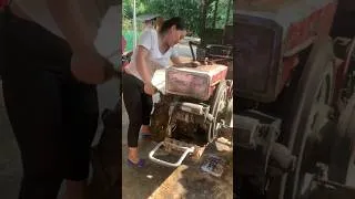 Thumbnail: Girl starts diesel powered agricultural machinery #automobile #agriculture #congnong #farmlife