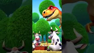 Thumbnail: Cow Horse Buffalo & T Rex Chase Hens in Forest #dinosaursvideos #farmanimals #animalrescue