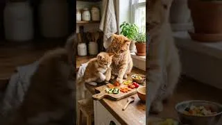 Thumbnail: Mama Cat showing her baby how to cut vegetables