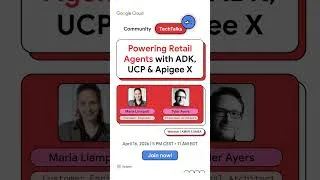 Thumbnail: 🔵 Upcoming TechTalk 🚀 "Chat-to-Checkout" AI 📅 April 16⏰ 5 PM CEST Register https://goo.gle/4dziq7k