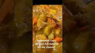 Thumbnail: Smothered chicken, but make it CURRY Southern-Caribbean twist you didn’t know you needed.#shorts