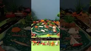 Thumbnail: Safari Ltd. Vehicles and Animals Small World Diorama #diorama #kineticsand #animalfigures #slime