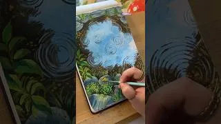 Thumbnail: ✨Easy relaxing gouache painting - A little pond💖🌈 #relaxing #gouachepainting #painting #shorts