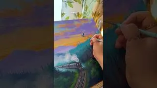 Thumbnail: ✨Painted with acrylics- forest art 🌈💖#relaxing #painting #creative #acrylicpainting #shorts