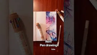 Thumbnail: Rem pen drawing complete 💙 rezero #art #pendrawing #anime #rezero #shorts #trend