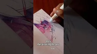 Thumbnail: 3 Hours of Pen Shading Rem… Was It Worth It? #rezero #pendrawing #satisfying #asmr #fanart #art