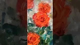 Thumbnail: Red Roses Painting Original Art Flower Artwork