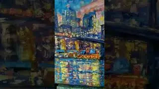 Thumbnail: Brooklyn Bridge Painting New York Original Artwork oil canvas by Savenkova Natalya