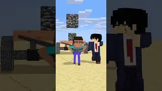 Thumbnail: HELP Herobrine Power Up and Pull Bigger and Bigger Bedrock 😭 #minecraft #shorts #animation