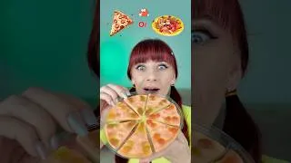 Thumbnail: Gummy Pizza or Real Pizza Eating Sounds Challenge #mukbang