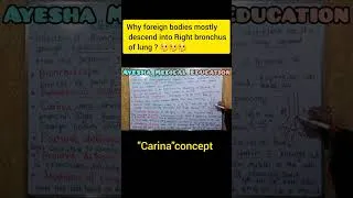 Thumbnail: #why foreign bodies mostly descend into Right bronchus #Carina #Lungs @ayeshamedicaleducation