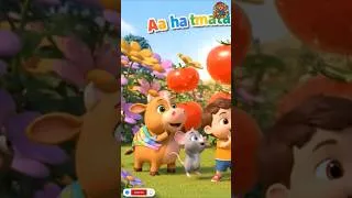 Thumbnail: Aa Ha Tamatar Bada Mazedar 🍅| Hindi Rhymes for Kids | बाल गीत हिंदी | Nurse Rhymes For Kids #shorts