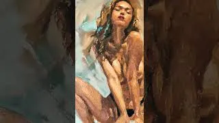 Thumbnail: Oil painting of a woman - palette knife art - universe #art #artist #painting #artwork #universe