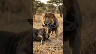 Thumbnail: Lion vs Wildebeest in 24 Seconds|BBsEarthExplore#lion#wildlife #animals #nature #safari #savanna