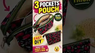 Thumbnail: 😍 3 Pocket Zipper Pouch Tutorial ✂️ | Secret Trick Revealed 🤫 | Easy DIY Sewing for Beginners