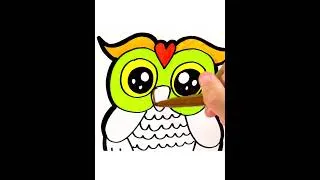 Thumbnail: How to draw a cute owl for kids with colored marker - Drawing and Coloring page for children