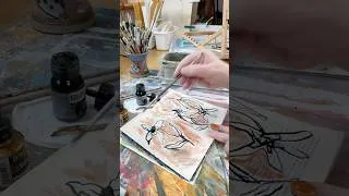 Thumbnail: Stick & Ink in Repurposed Book #art #painting #sketchbook