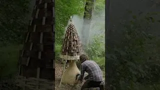 Thumbnail: Woven bark and hazel basket for preserving food. Full episode out now 🔥💨