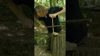 Thumbnail: Making fire with a bow drill 🎻🔥so much easier than the hand drill method.