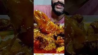 Thumbnail: Wow 😳 Huge Mutton Leg Piece With Chicken Gizzard Curry And Ruti Eating #shorts