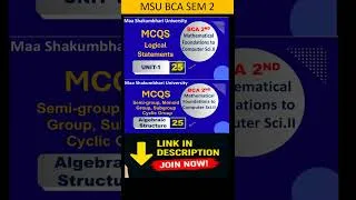 Thumbnail: Score Better! BCA 2nd Sem Maths MCQs for MSU Exam Preparation  #mcqs #msu #bca #bjscholars