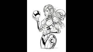 Thumbnail: Space Pinball drawing in Clip Studio Paint on a Wacom Cintiq