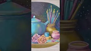 Thumbnail: Watch this Strange Cosmic Still Life emerge... 🌌 #oilpaintingtimelapse