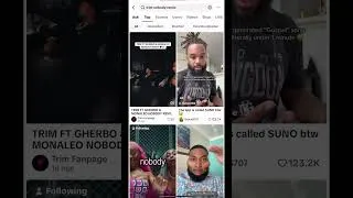 Thumbnail: Check me out in the search tab just search, trim or trim nobody or trim nobody remix or trim rapping