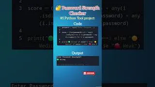 Thumbnail: 🔐 Is Your Password Strong? Python Checks It in Seconds! #shorts #python #coding #programming