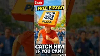 Thumbnail: Free Pizza If You Can Catch the QR Code Runner #shorts #businessideas