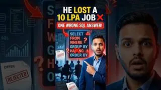 Thumbnail: 90% of Data Analysts Get This SQL Question Wrong 🚨#SQL#DataAnalyst  #SQLInterview   #SQLTutorial #
