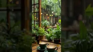 Thumbnail: Daydreaming in the Cafe 🌿☕ Rainy Greenhouse Vibes, Creamy Latte Art & The Wooden Garden Nook