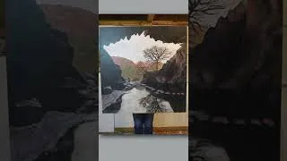 Thumbnail: Large Acrylic on Canvas, 100cm x 100cm, Rydal Cave, Lake District.