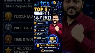 Thumbnail: Just 5 Topics & TCS NQT Numerical Ability Cutoff Cleared 👍🔥 |  #tcs #tcsnqt